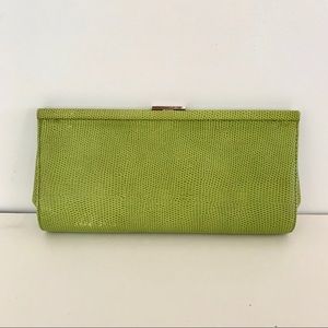 Banana Republic spring green skin clutch